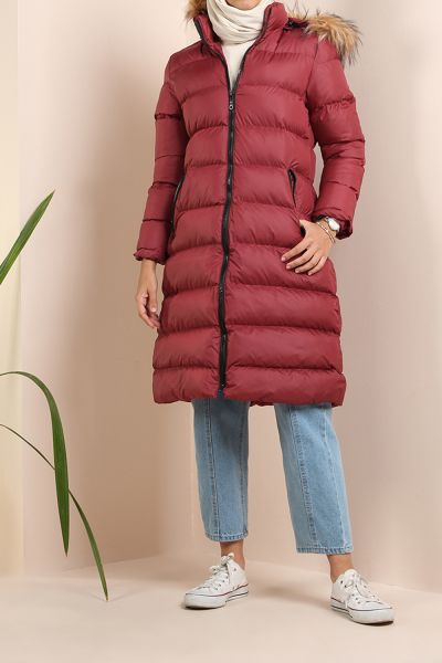 Hooded Furry Lined Overcoat