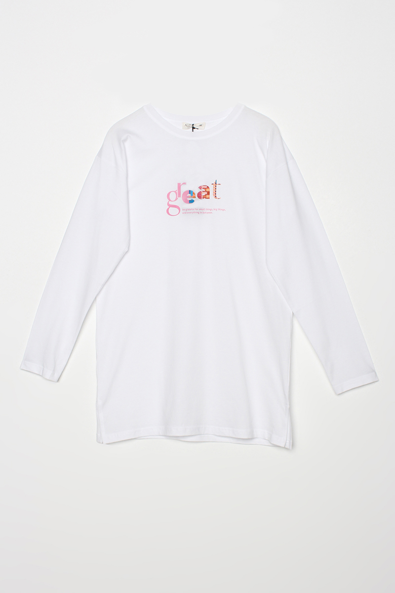 100% Cotton Crew Neck Printed T-Shirt Tunic