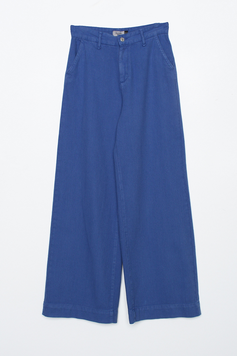 100% Cotton Wide Leg Pocketed Trousers