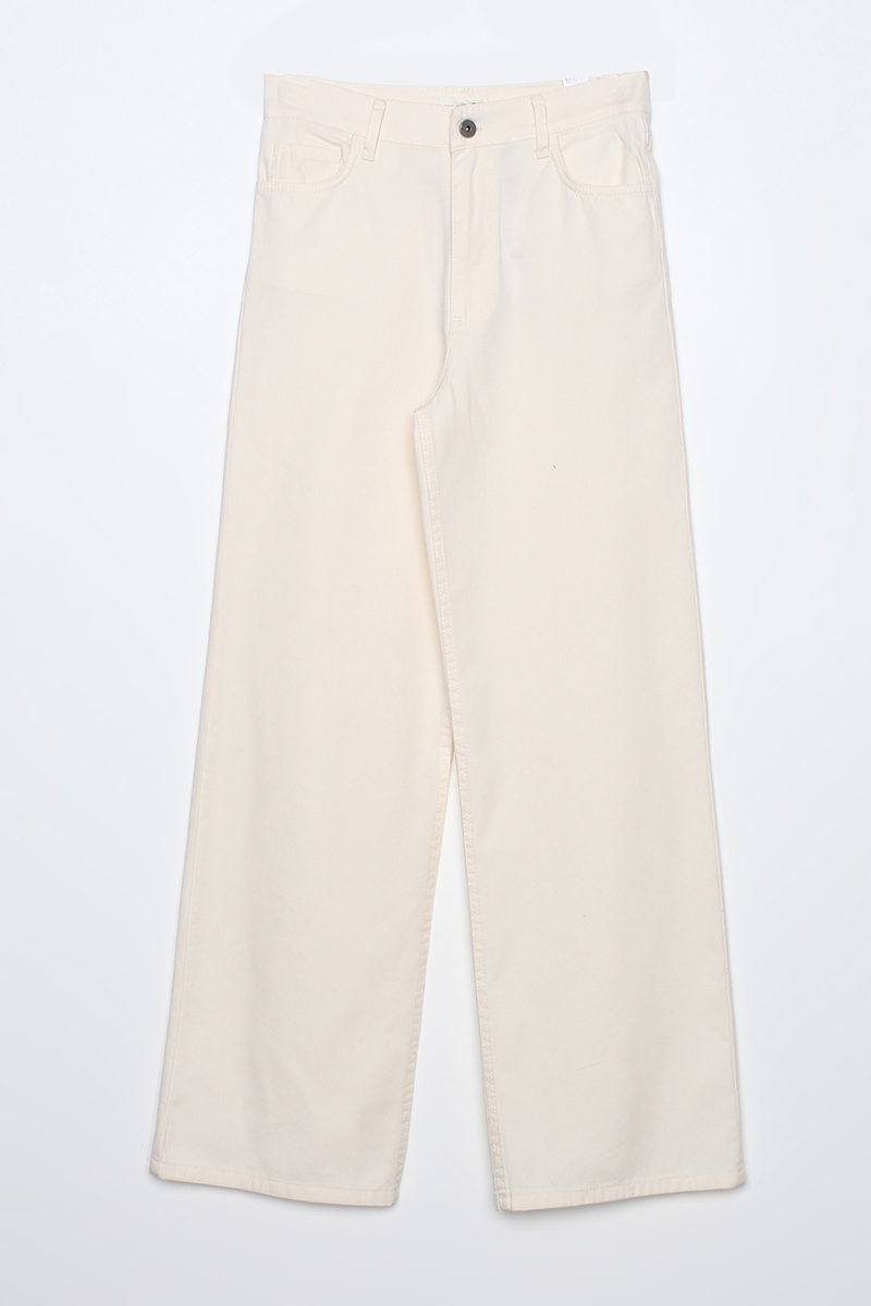 100% Cotton Wide Leg Piece Dyed Comfortable Fit Trousers