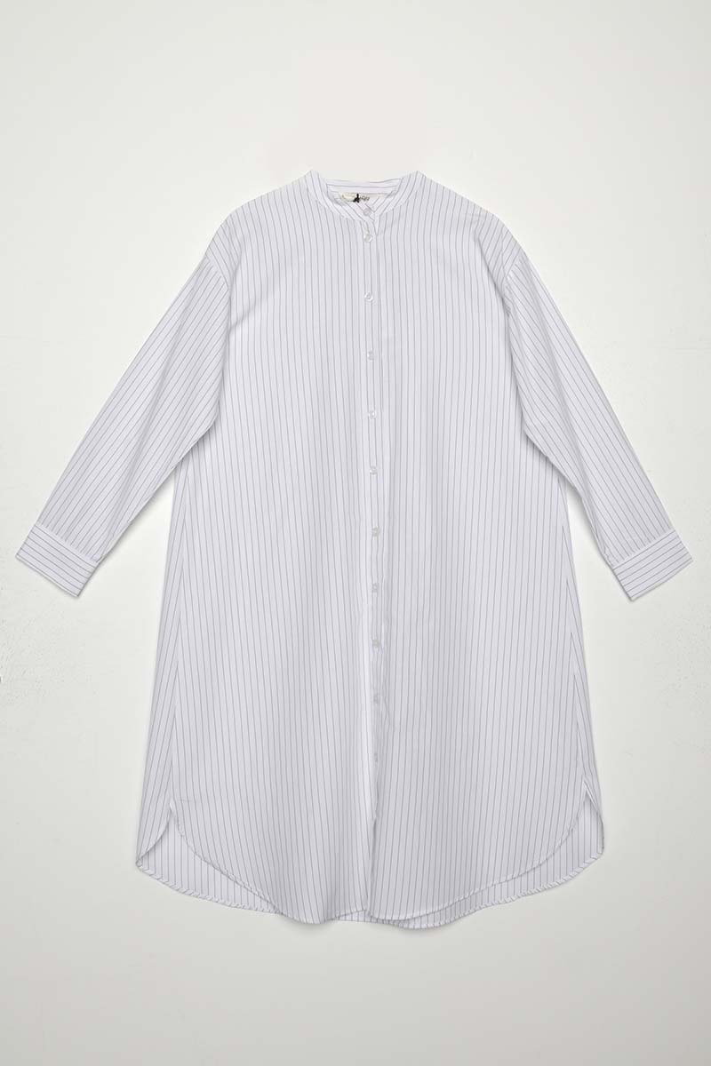 Cotton Striped Poplin Shirt Tunic