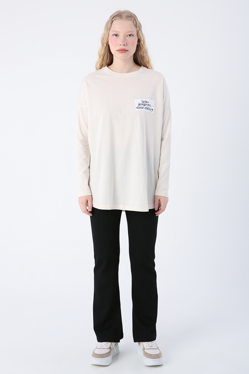100% Cotton Label Detailed T-shirt Tunic