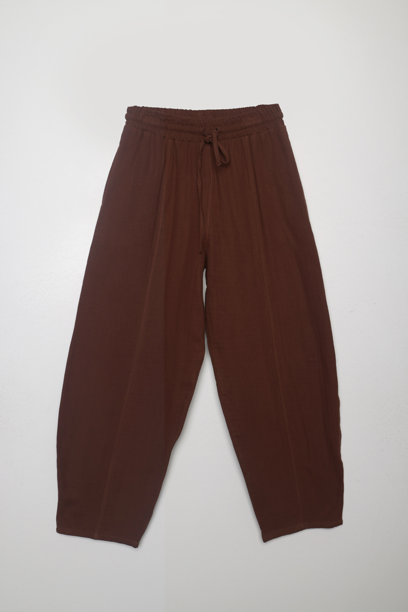 100% Cotton Muslin Trousers With Pockets