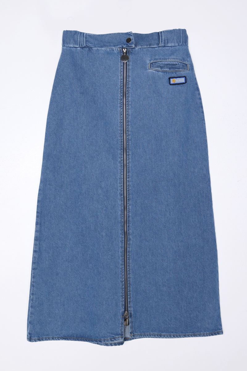 00% Cotton Denim Skirt Zipped