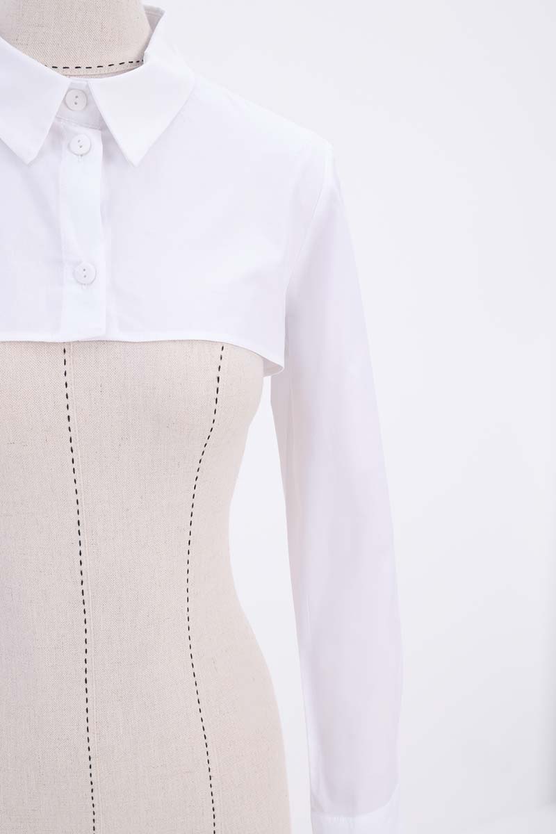 100% Cotton Shirt Collar Button Crop Underwear