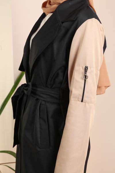 Pocket Buttoned Belted Trench Coat