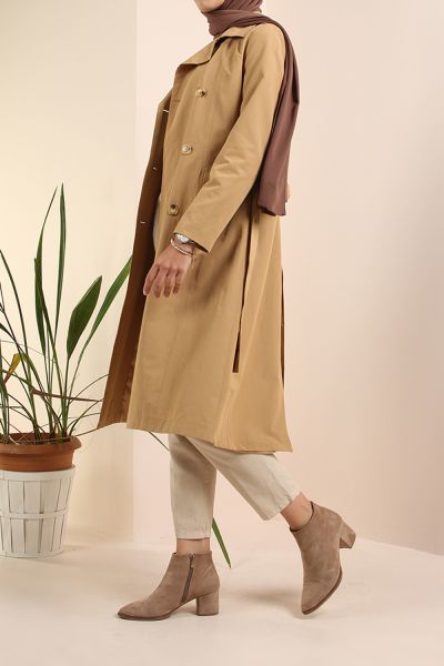 COMBED COTTON BELTED TRENCH COAT