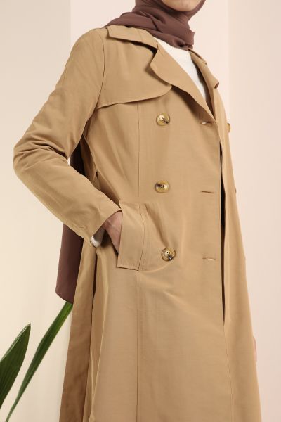 COMBED COTTON BELTED TRENCH COAT