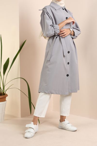 Belted Buttoned Trench Coat