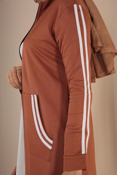 Zippered Pocket Striped Cardigan