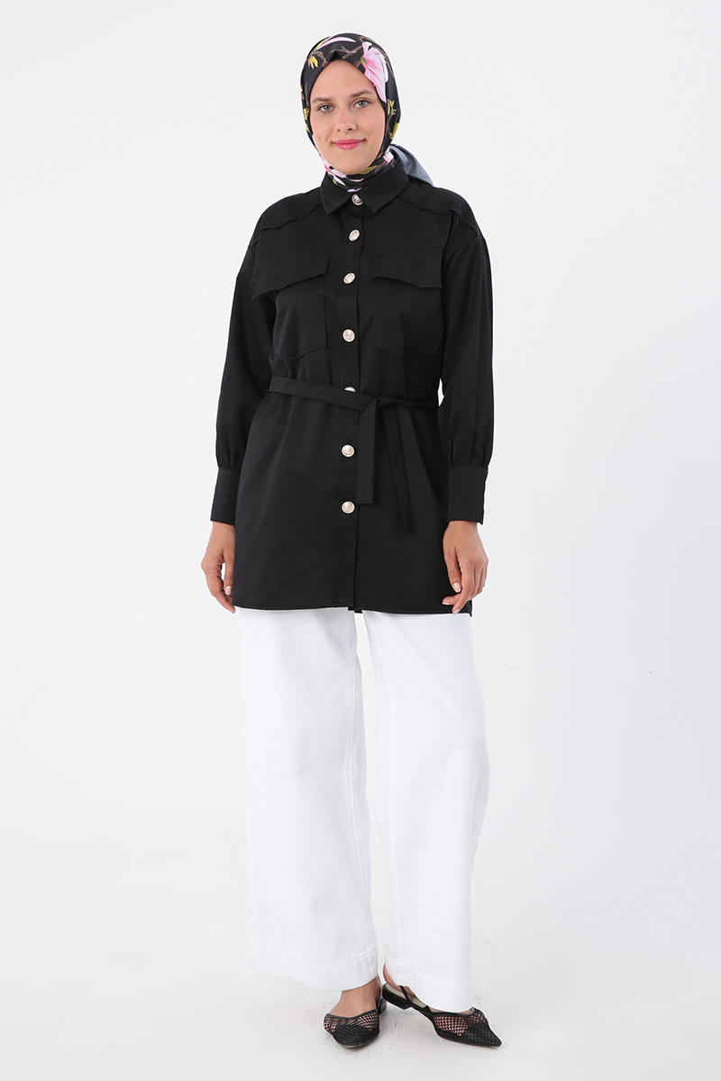 Shirt Tunic with Applique Pocket