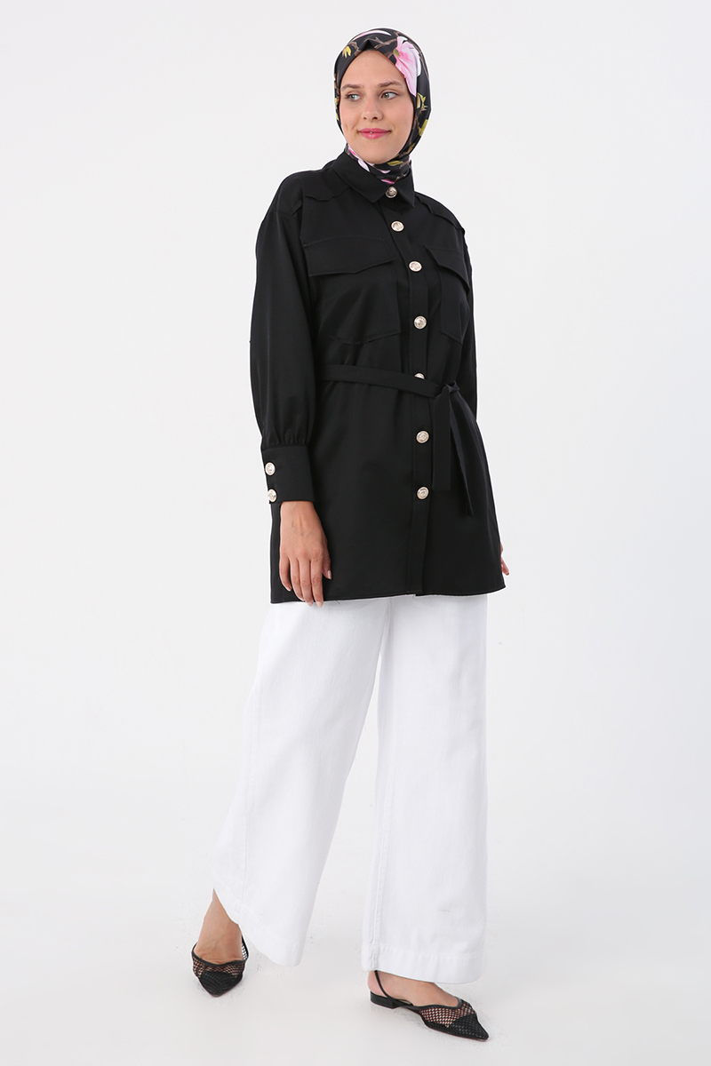 Shirt Tunic with Applique Pocket