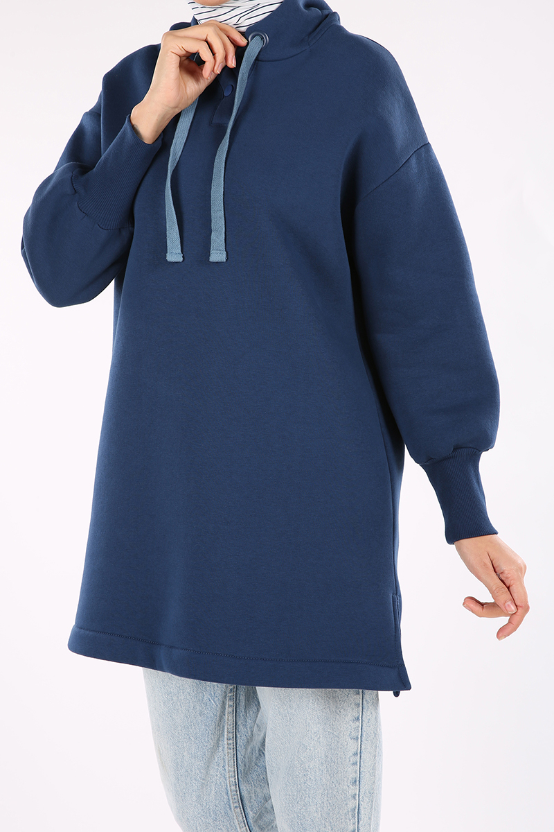 Embroidered Hooded Sweatshirt Tunic