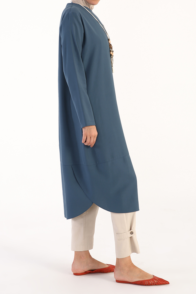 Comfy Asymmetric Tunic With Self Necklace