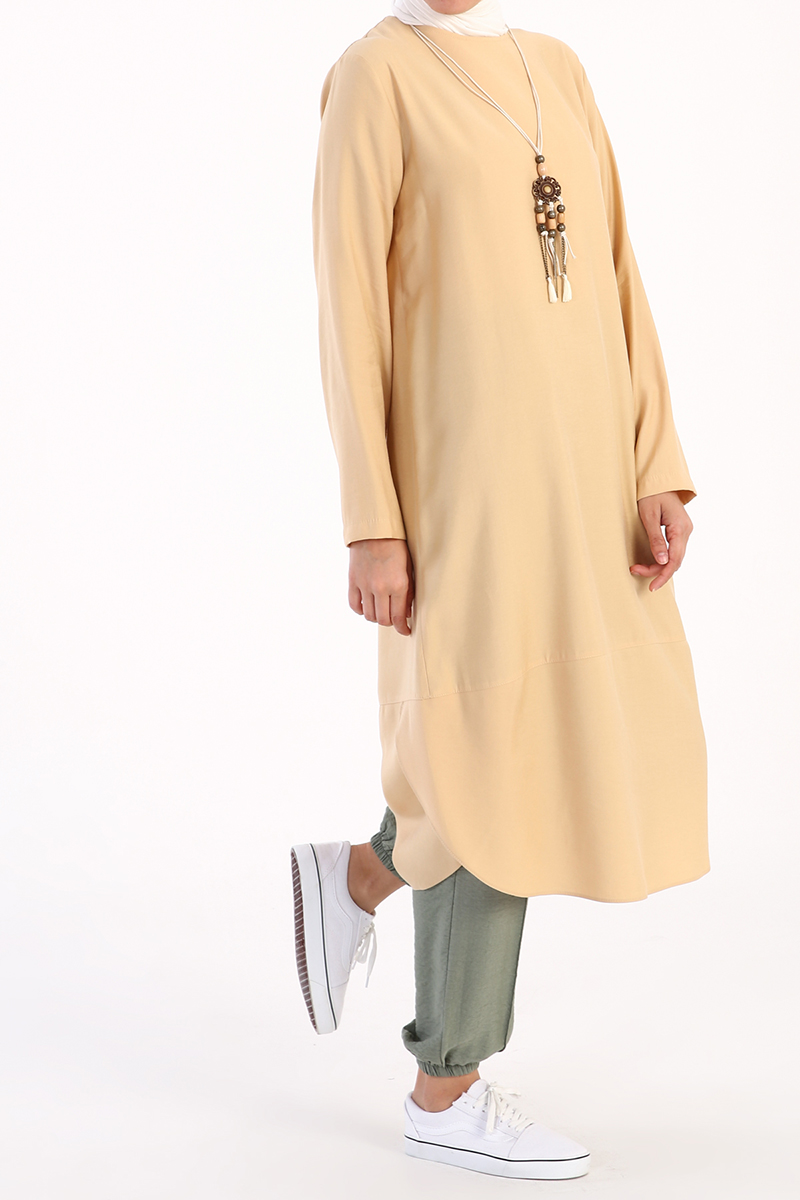 Comfy Asymmetric Tunic With Self Necklace
