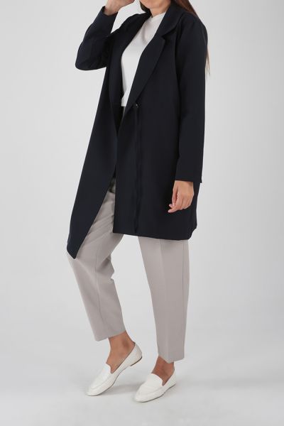 Buttoned Asymmetric Long Hijab Jacket