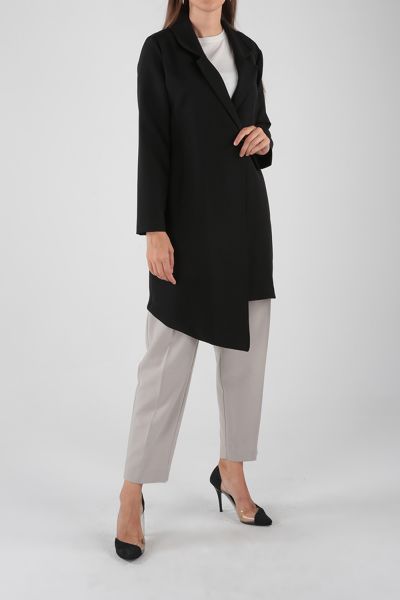 Buttoned Asymmetric Long Hijab Jacket