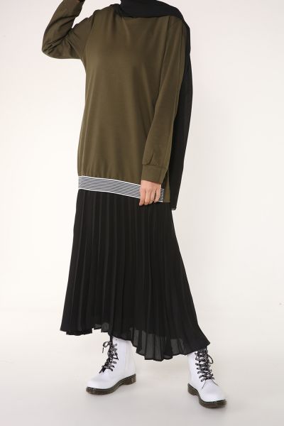 LINED PLEATED DRESS