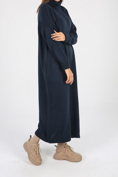 Ribanalı Bağcıklı Düşük Kol Triko Elbise