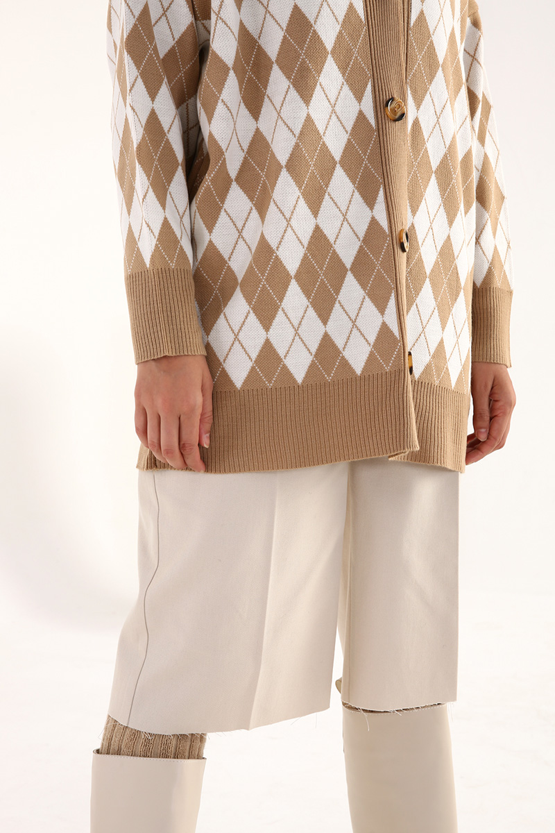 Argyle Knitwear Button Front Cardigan