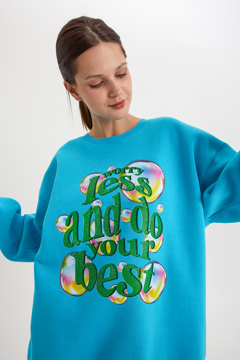 Bubble Printed Oversize Sweatshirt
