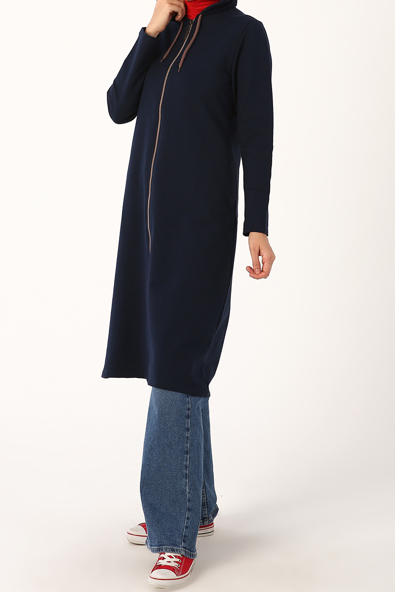 Hooded Long Combed Cotton Cardigan