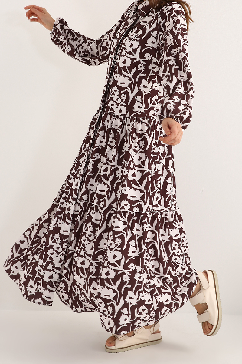 Bishop Sleeve A-Line Printed Dress