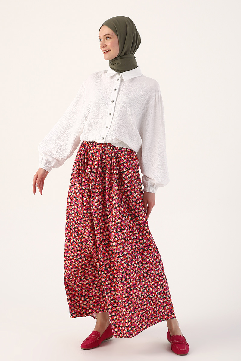 Figured Waist Elastic 100% Cotton Skirt 