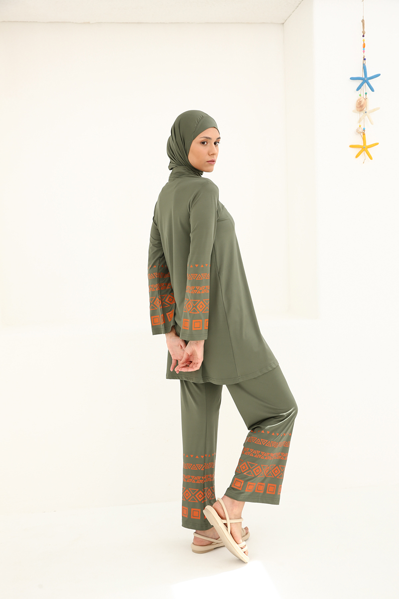 Aztec Pattern Cuff and Ankle 5 Pieces Burkini
