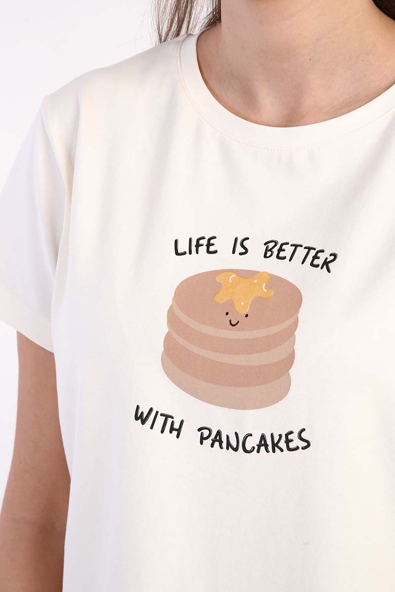 Pancake Printed Short Sleeve Pajamas