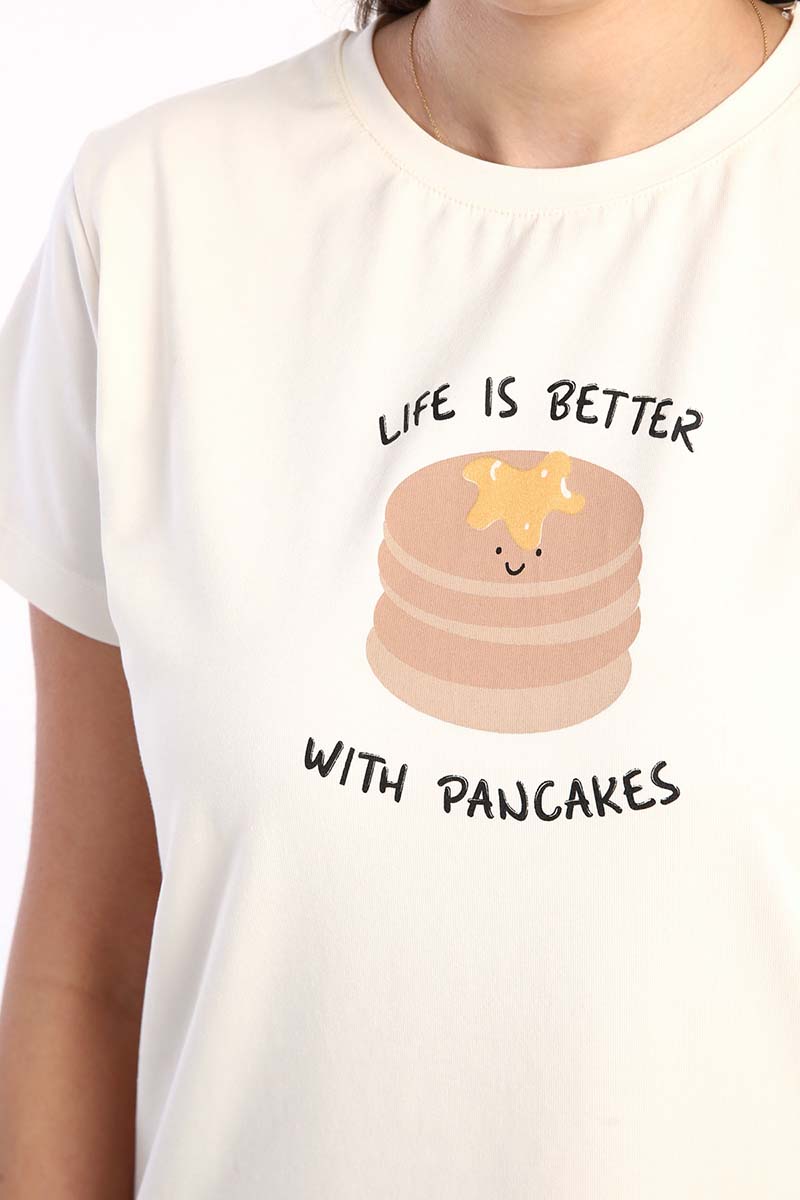 Pancake Printed Short Sleeve Pajamas