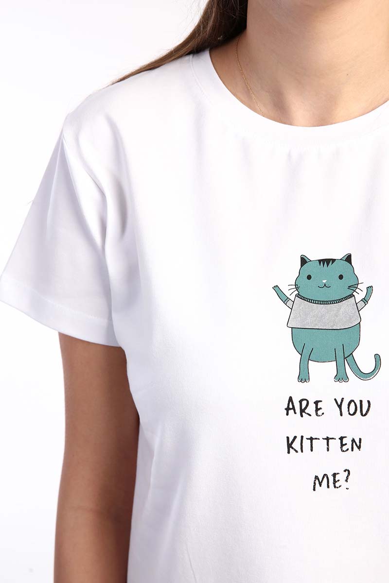 Kitten Printed Short Sleeve Pajamas