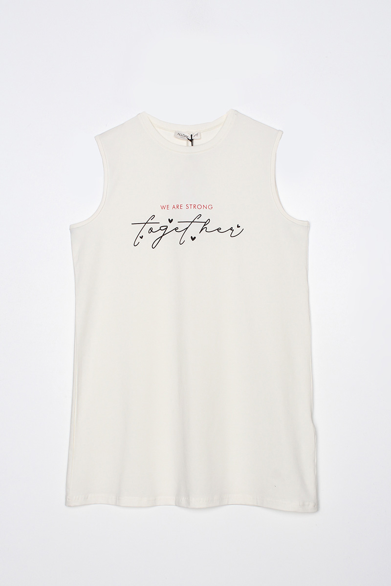 Printed Sleeveless Cotton  T-Shirt Tunic