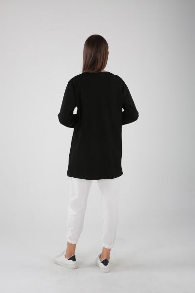 Printed Combed Cotton Sweatshirt Tunic