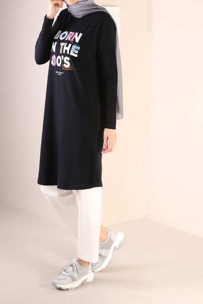 T-Sleeve Printed Combed Cotton Tunic