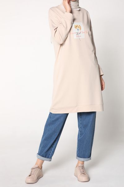 PRINTED COMBED COTTON TUNIC