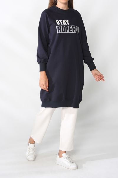 Raglan Sleeve Printed Sweatshirt Tunic