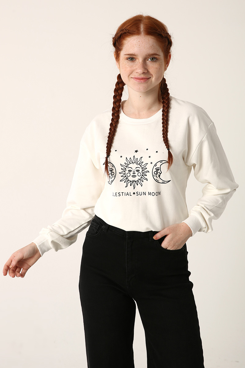 Sun and Moon Printed Sweatshirt