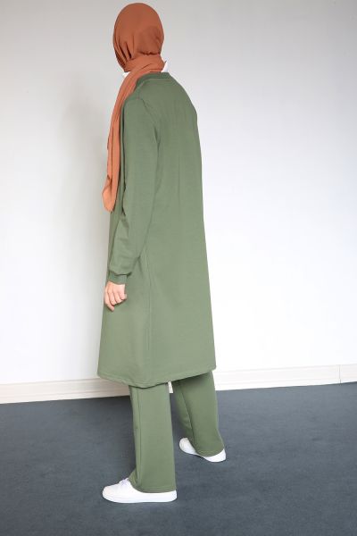 Printed Pocket Zippered Hijab Suit