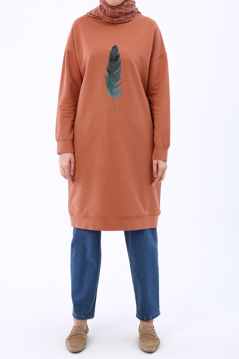 Feather Printed Long Tunic