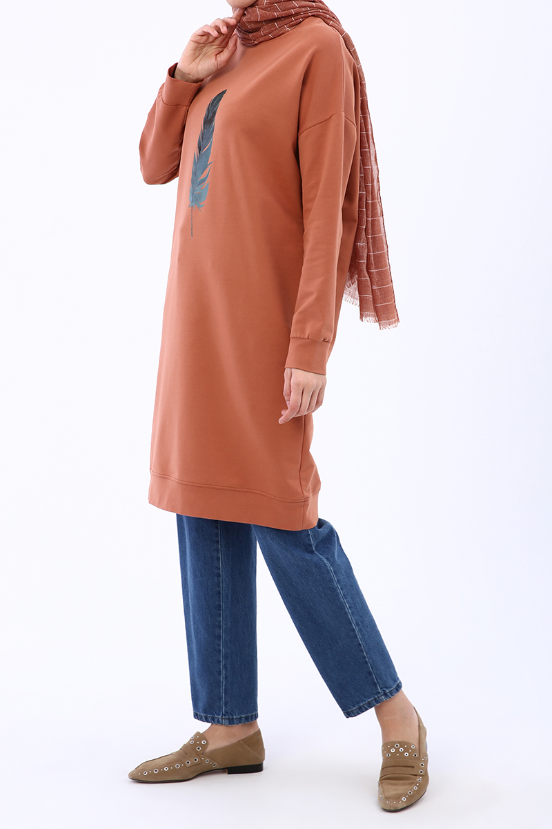 Feather Printed Long Tunic