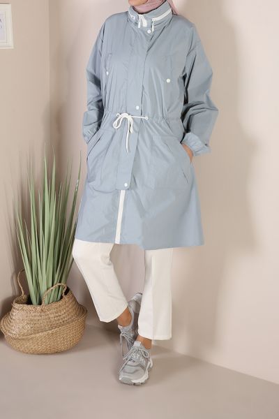 Bishop Sleeve Button Detailed Raincoat