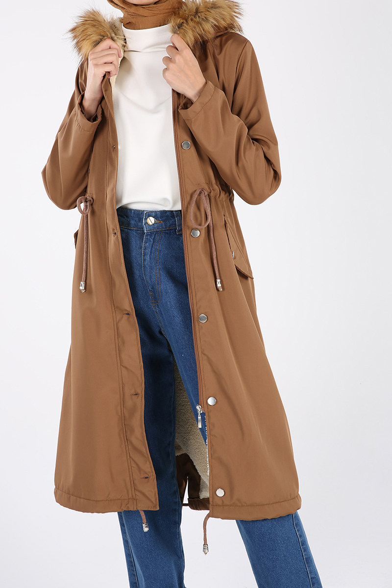 Hooded Furry Overcoat