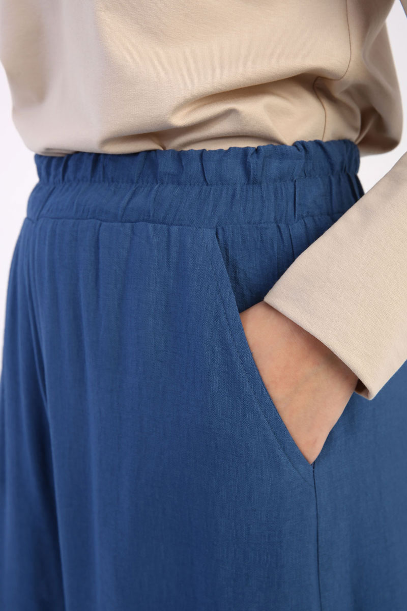 Elastic Waist Pocket Wide Leg Hijab Pants