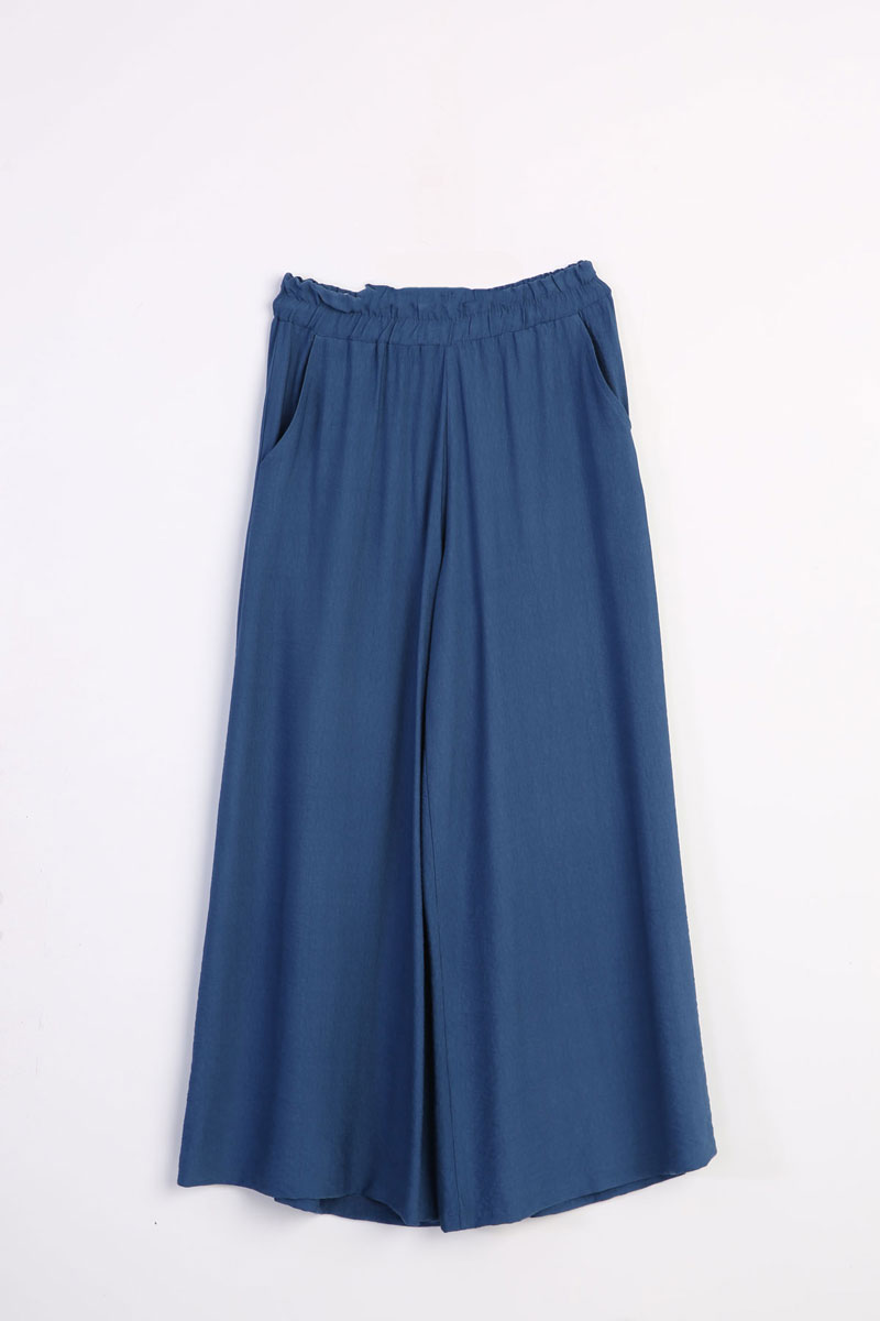 Elastic Waist Pocket Wide Leg Hijab Pants