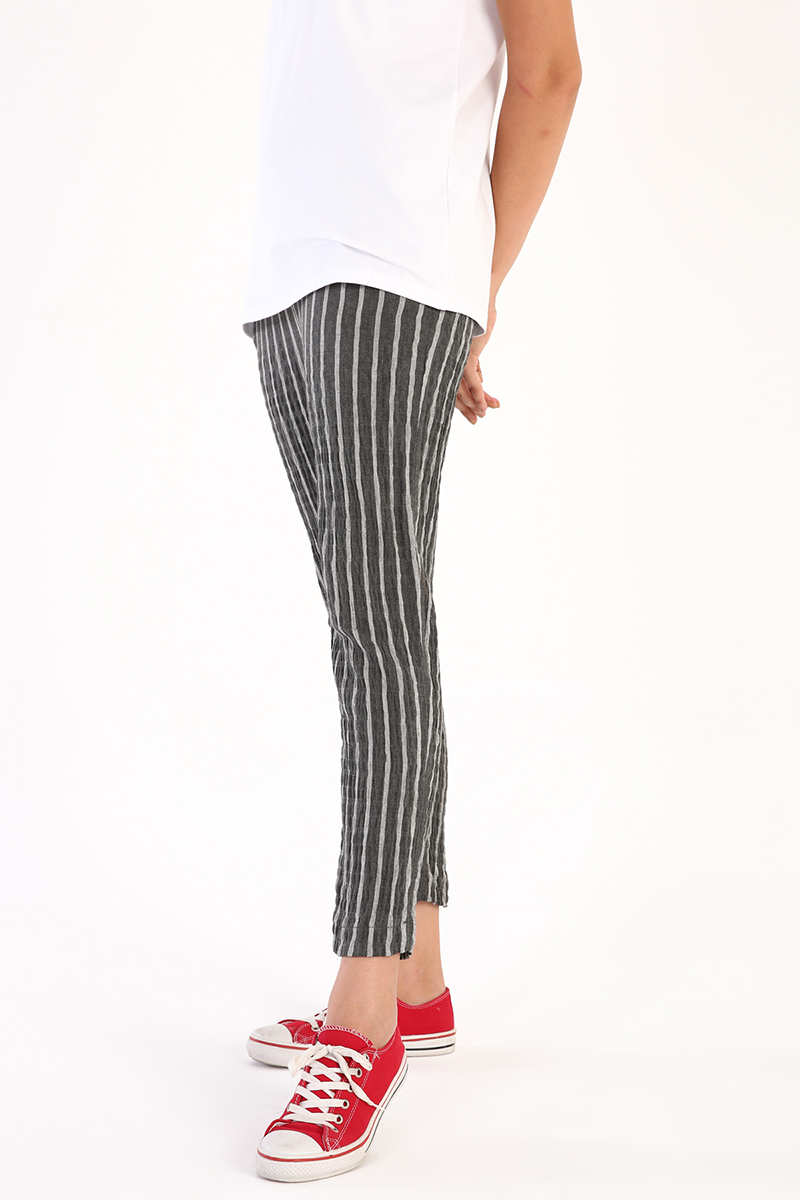 Elastic Waist Pocket Striped Hijab Pants