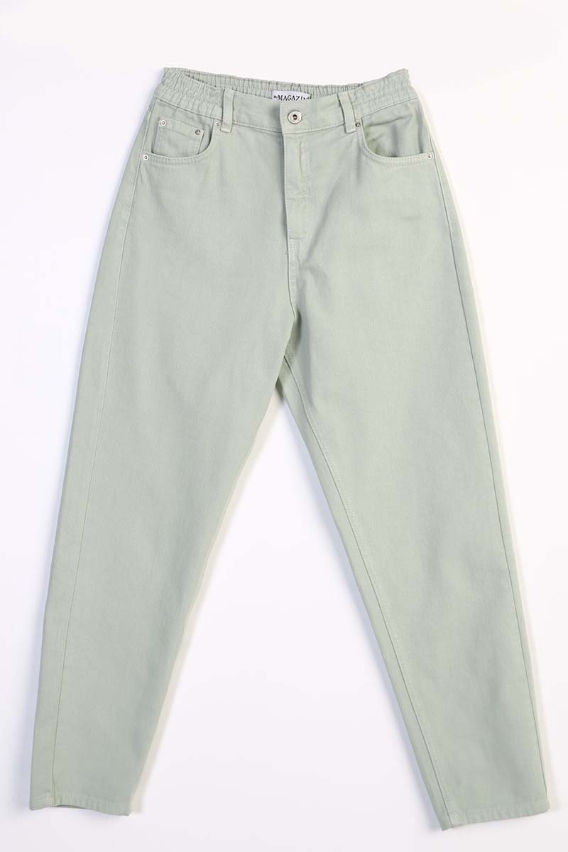 Elastic Waist 100% Cotton Mom Jeans