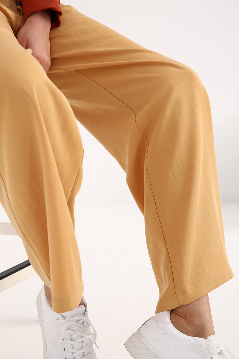 Elastic Waist Comfy Wide Leg Tencel Pants