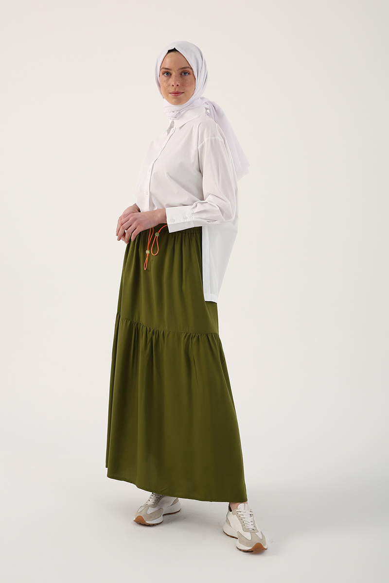 Elastic Waist Skirt With Pocket