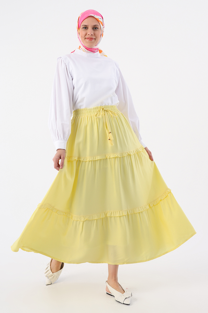Elastic Waist Frilly Viscose Skirt